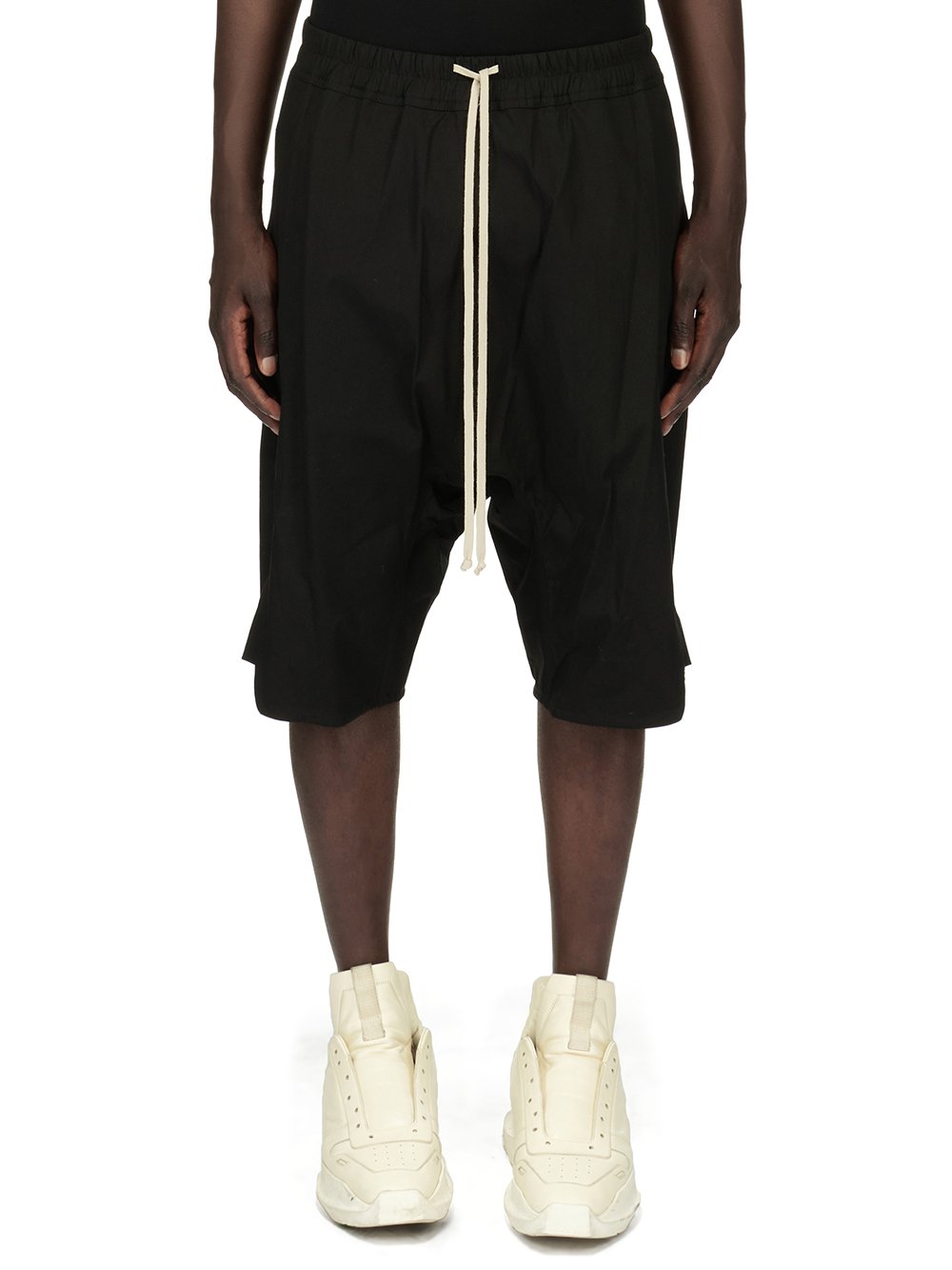 RICK OWENS FOREVER BASKET SWINGER IN BLACK HEAVY COTTON POPLIN