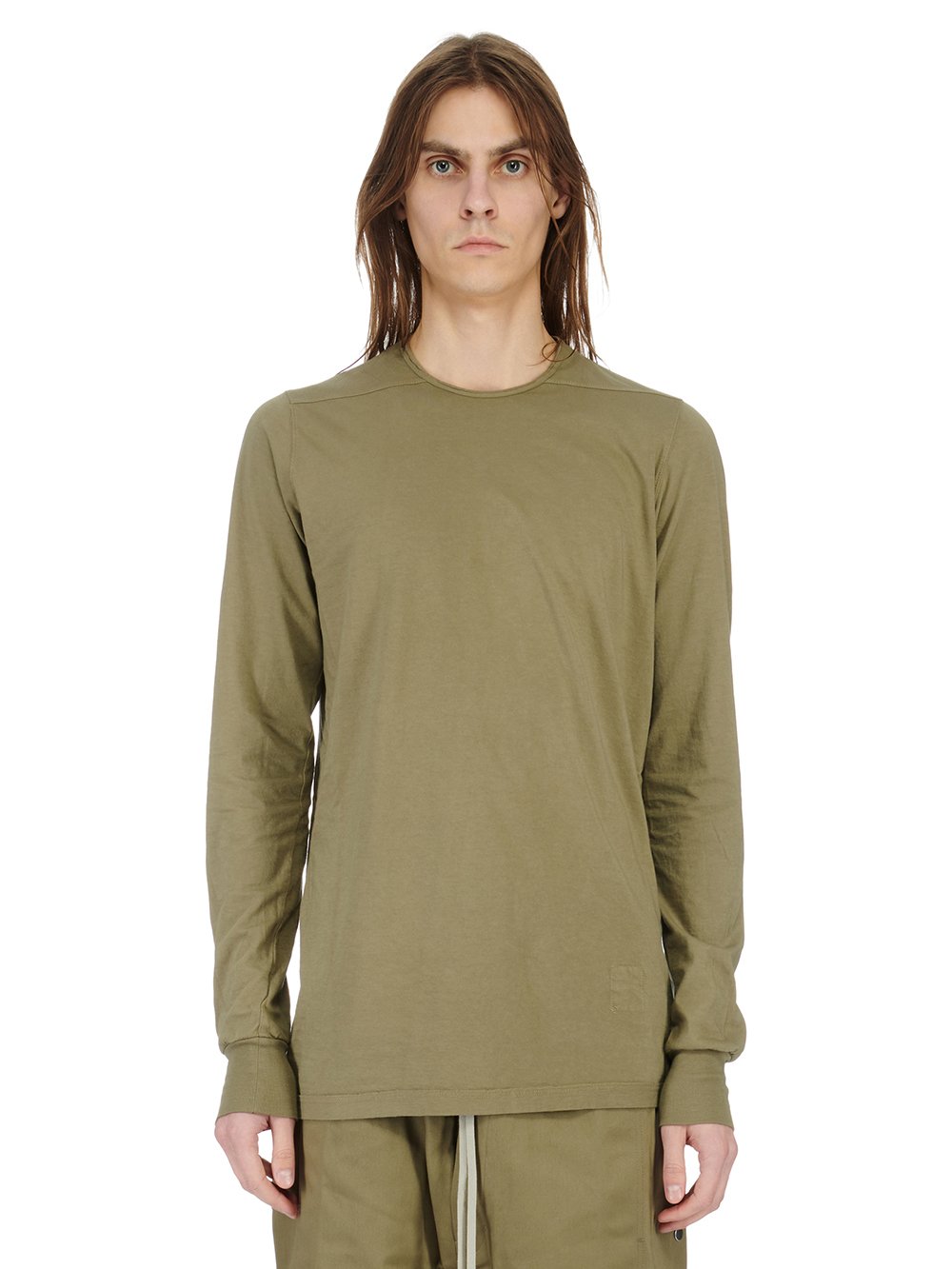 RICK OWENS FW23 LUXOR LEVEL LS T IN PALE GREEN MEDIUM WEIGHT COTTON JERSEY 