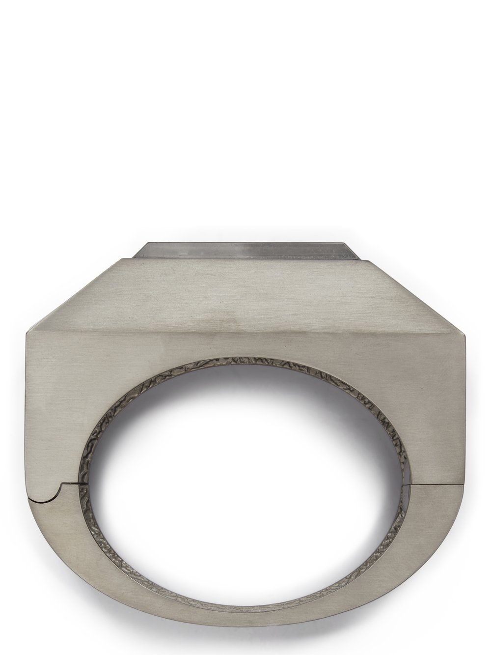 RICK OWENS LARGE CRYSTAL BEVELED BANGLE IN BRASS WITH PALLADIUM FINISH