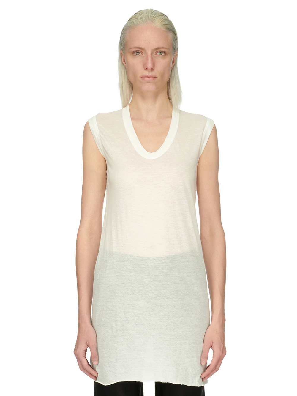 RICK OWENS FOREVER BASIC SL T IN MILK UNSTABLE COTTON