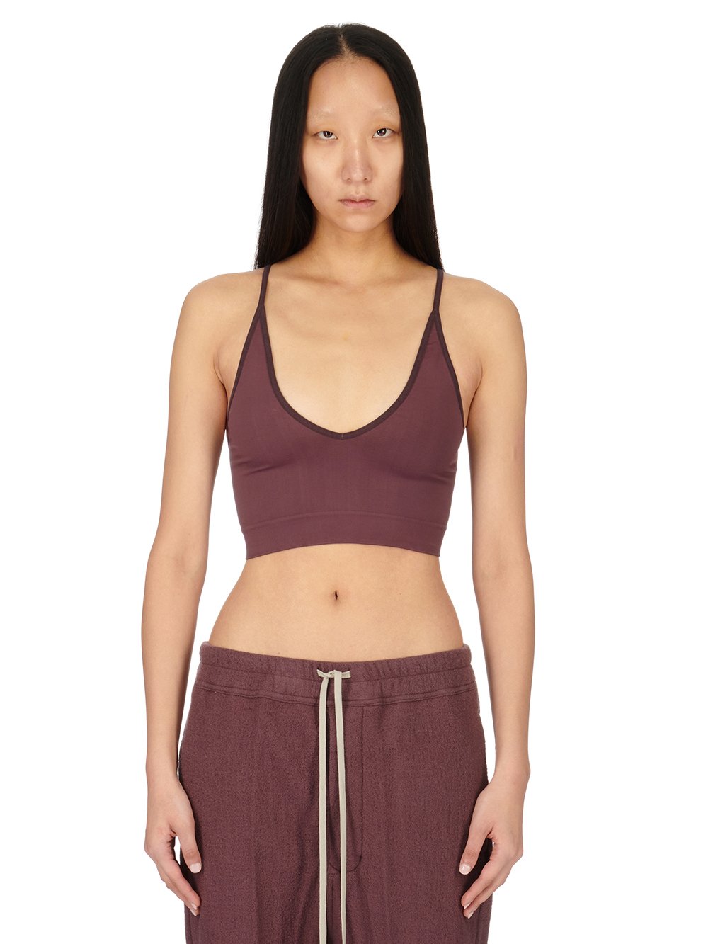 RICK OWENS FW23 LUXOR V BRA IN AMETHYST ACTIVE KNIT