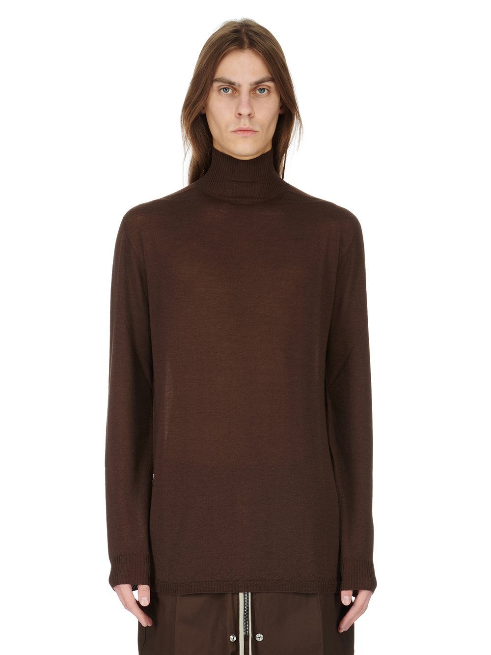 RICK OWENS FW23 LUXOR OVERSIZED TURTLE IN BROWN LIGHTWEIGHT RASATO KNIT