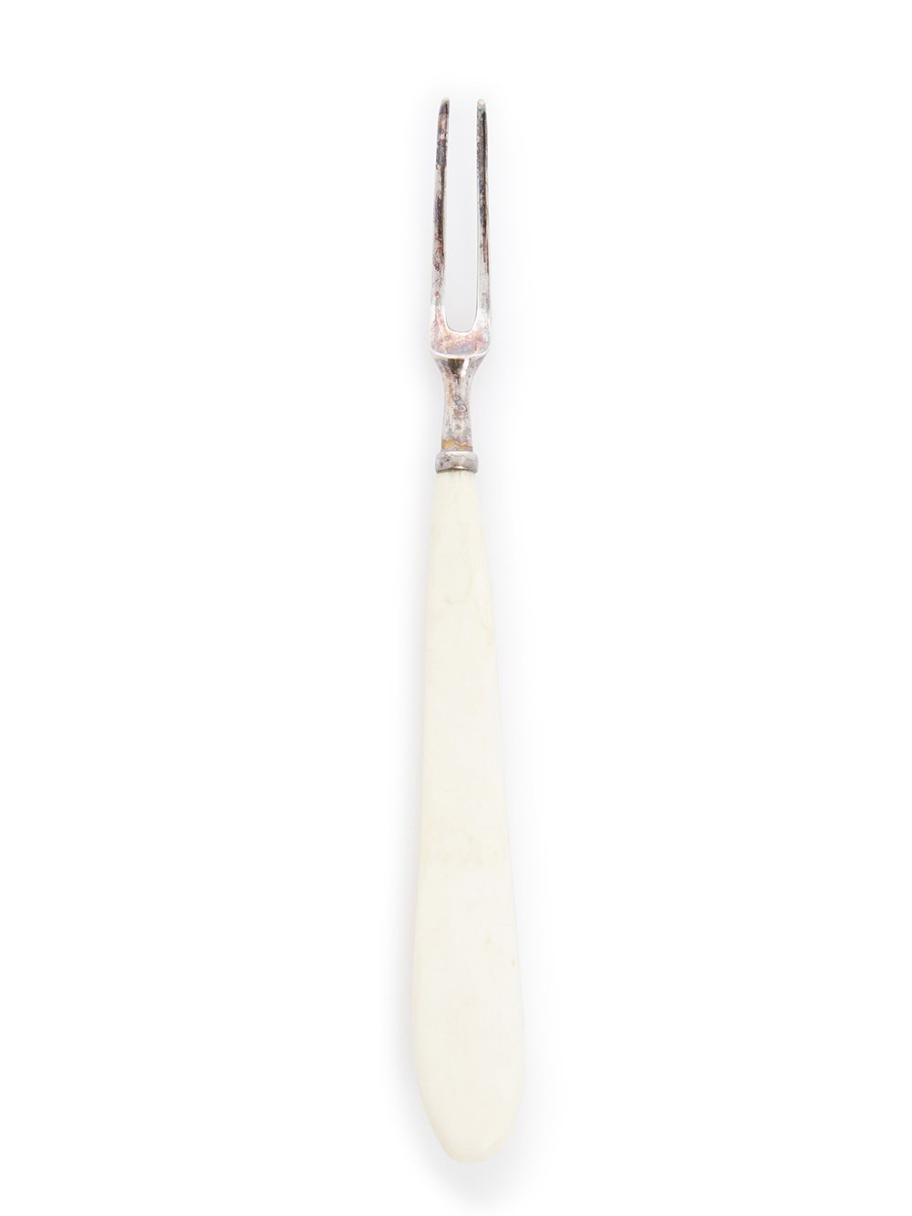 RICK OWENS SNAIL FORK FEATURES A SMALL TWO TINE STERLING TOP, AND A SLIM NATURAL COLOR BONE HANDLE. RICK OWENS SNAIL FORK FEATURES A SMALL TWO TINE STERLING TOP, AND A SLIM NATURAL COLOR BONE HANDLE.