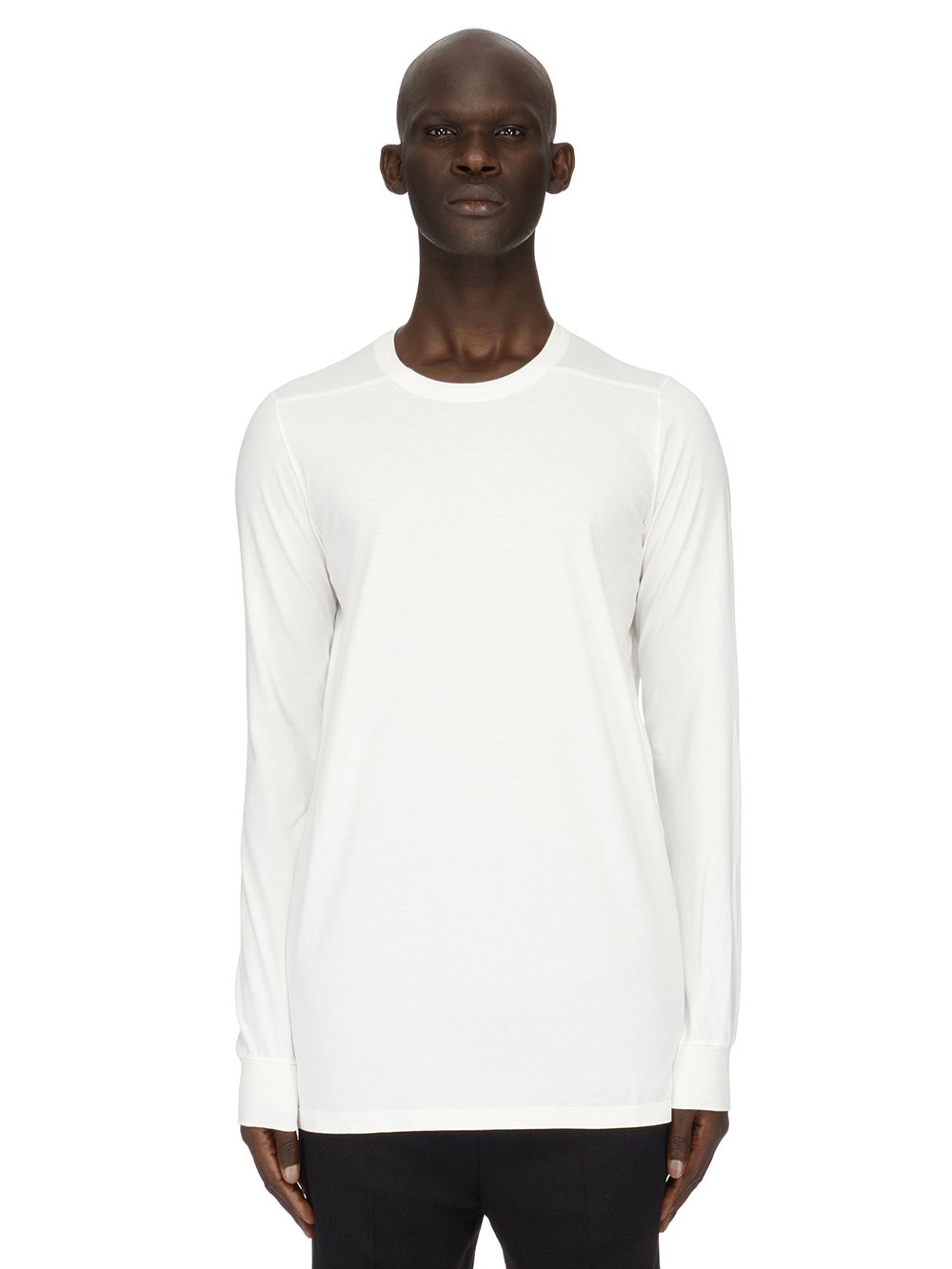 RICK OWENS FW23 LUXOR LEVEL LS T IN MILK WHITE CLASSIC COTTON JERSEY