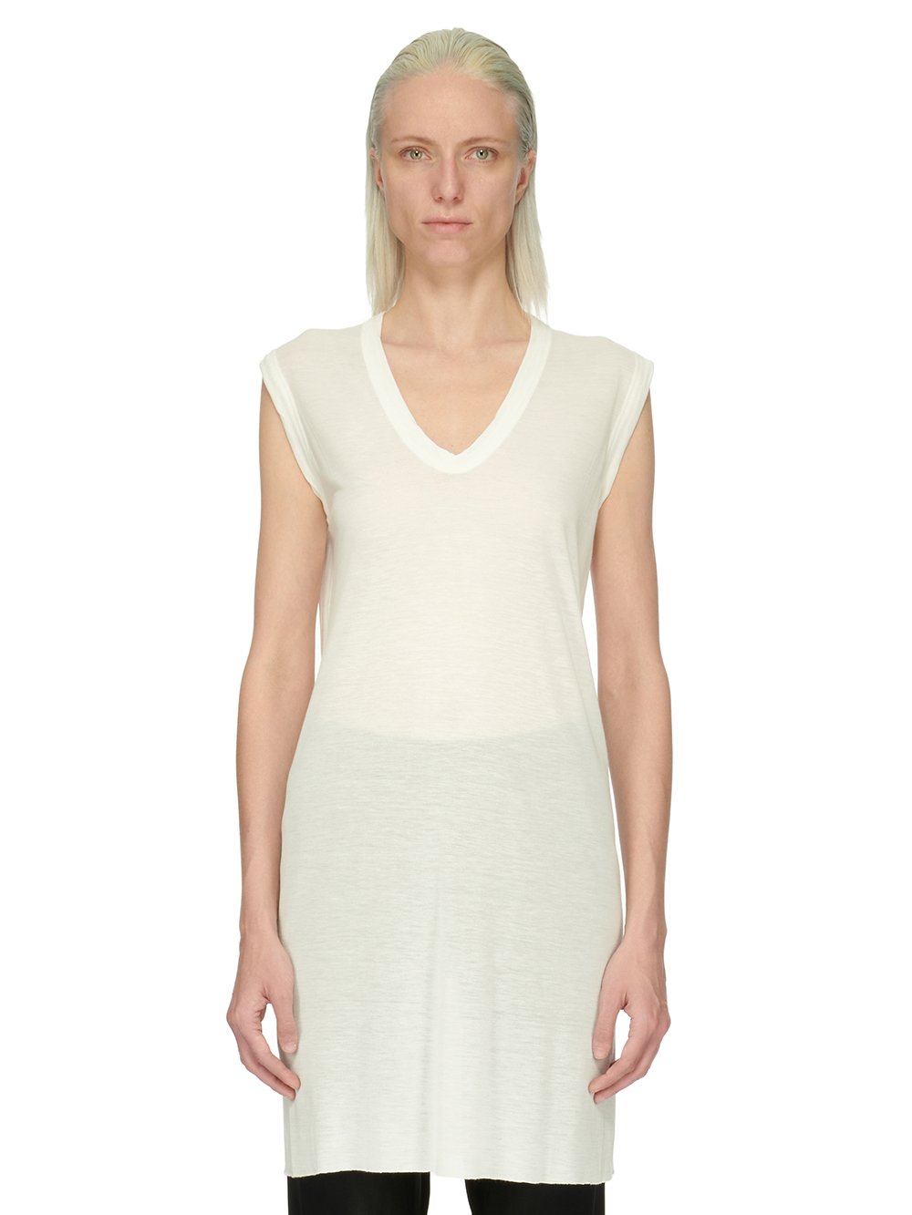 RICK OWENS FOREVER BASIC SL T IN MILK VISCOSE SILK JERSEY