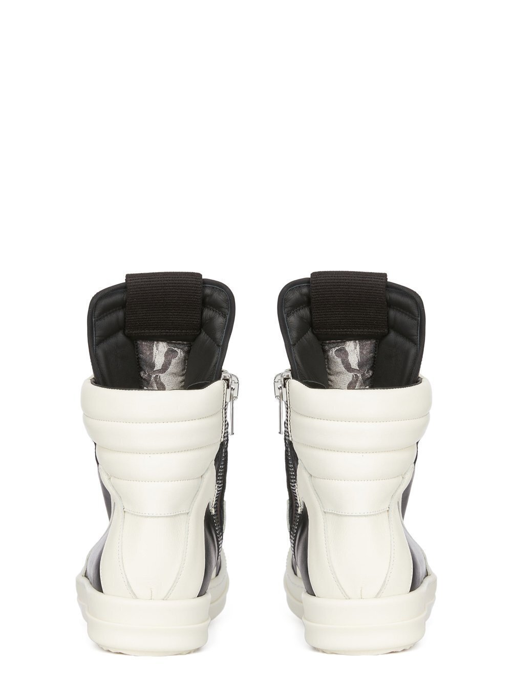 RICK OWENS FW23 LUXOR GEOBASKET IN BLACK AND MILK FULL GRAIN CALF LEATHER