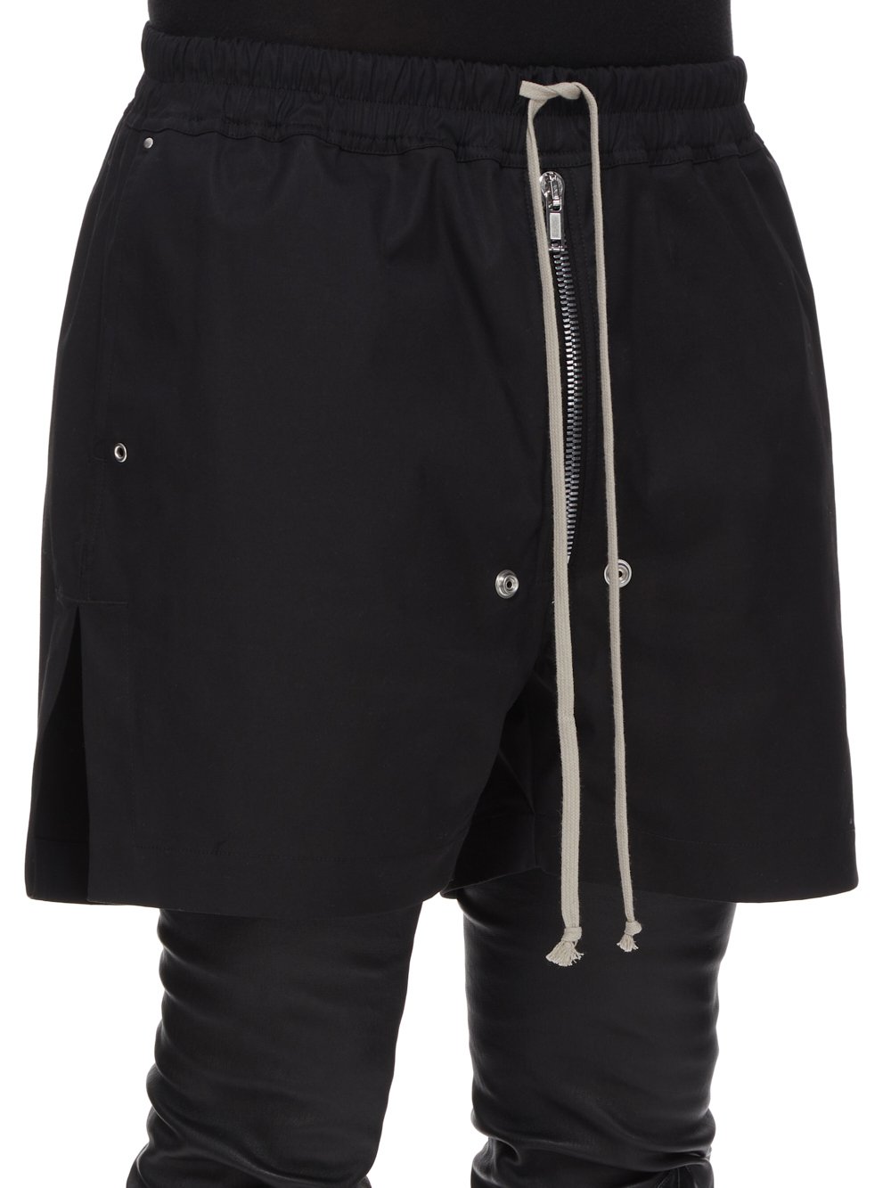RICK OWENS FW23 LUXOR BELA BOXERS IN   BLACK HEAVY COTTON POPLIN