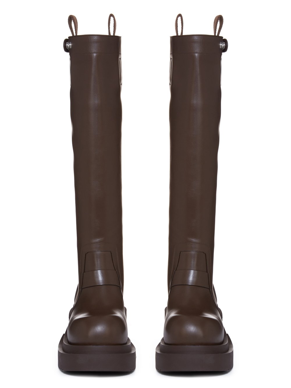 RICK OWENS FW23 LUXOR PULL ON BOGUN IN BROWN CORTINA GREASE CALF LEATHER