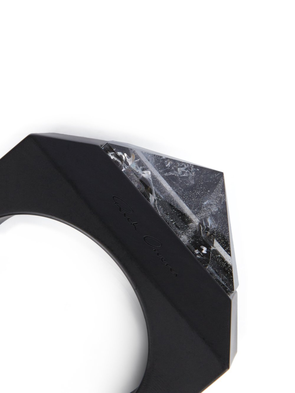 RICK OWENS CRYSTAL PYRAMID BRACELET IN ALUMINIUM AND ROCK CRYSTAL