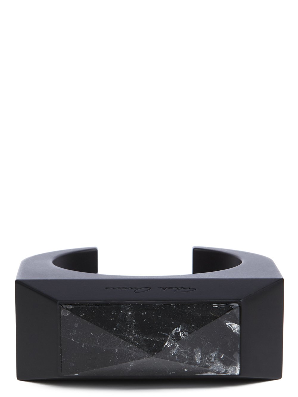 RICK OWENS CRYSTAL PYRAMID BRACELET IN ALUMINIUM AND ROCK CRYSTAL