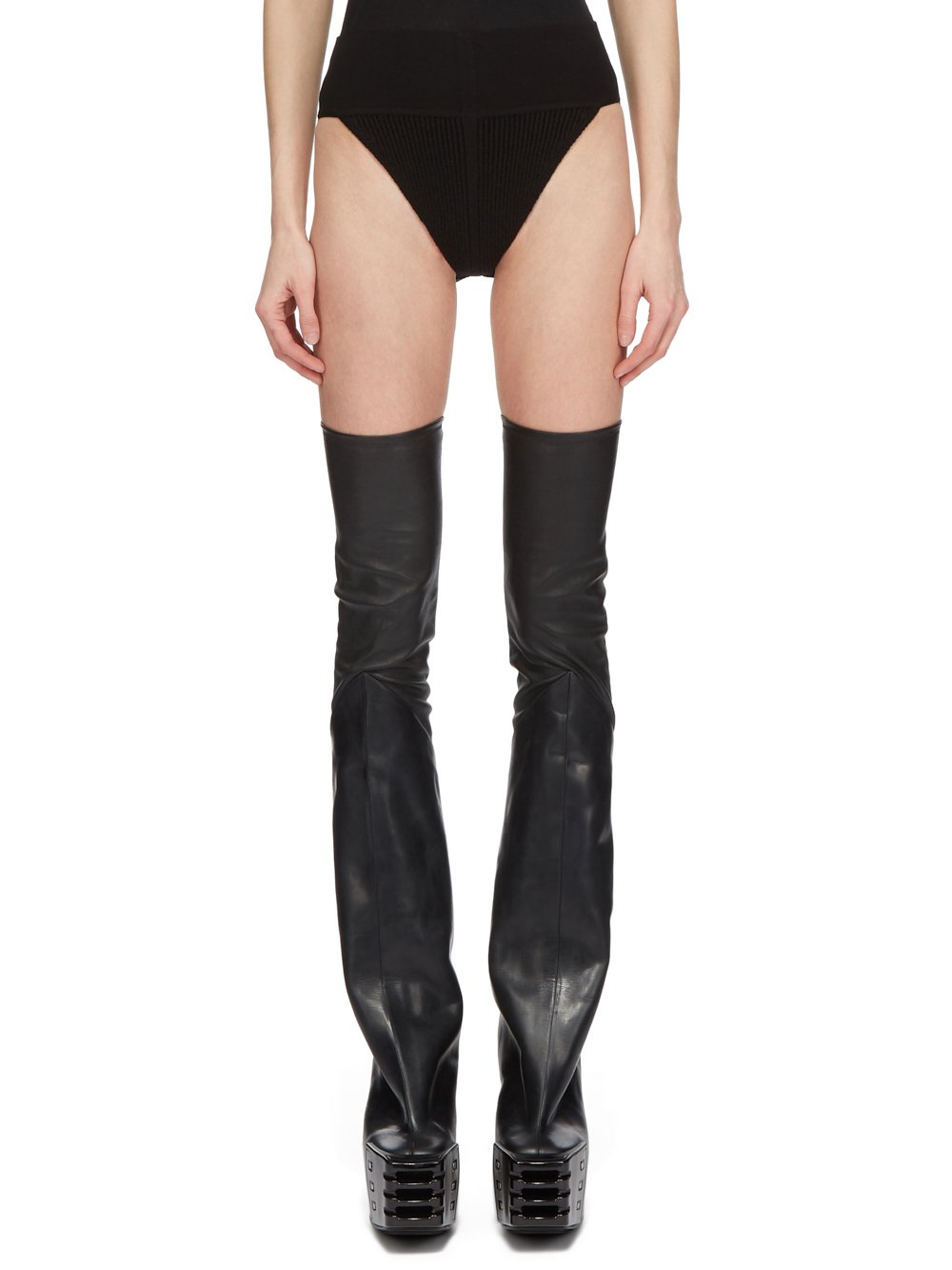 RICK OWENS FW23 LUXOR RUNWAY PANTIES IN BLACK HEAVY RIB RECYCLED CASHMERE