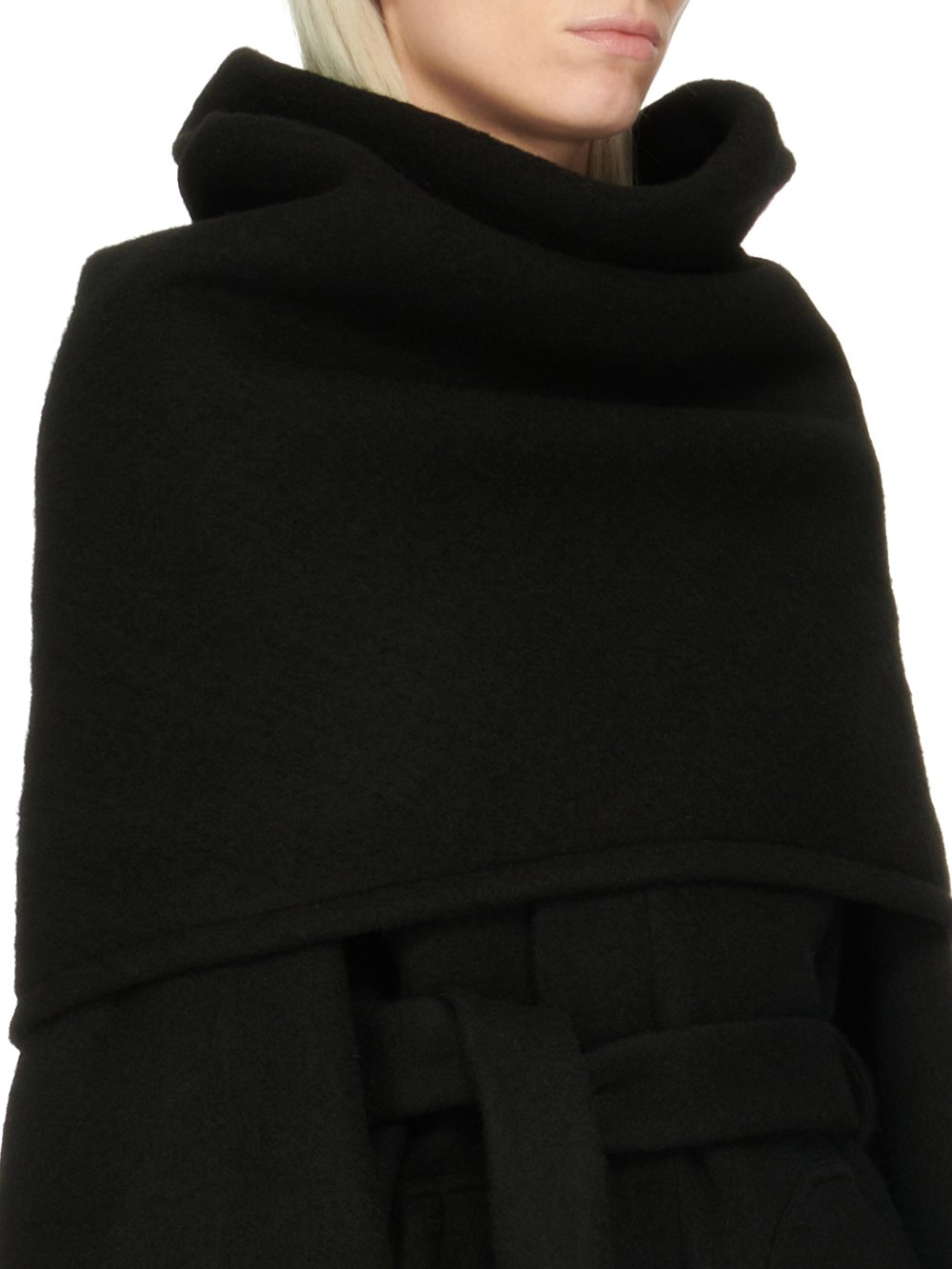 RICK OWENS FW23 LUXOR DAGGER ROBE IN  BLACK BOILED WOOL