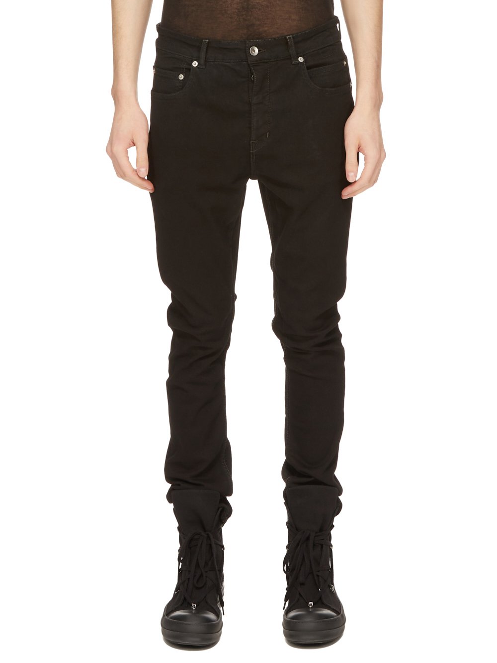 DRKSHDW FW23 LUXOR DETROIT CUT IN BLACKETY BLACK STRETCH DENIM