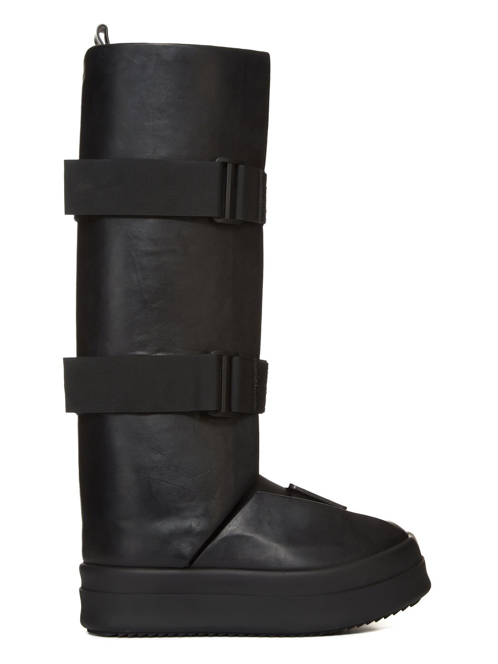 RICK OWENS FW23 LUXOR RUNWAY HIGH SPLINT SNEAKS IN BLACK FULL GRAIN CALF LEATHER