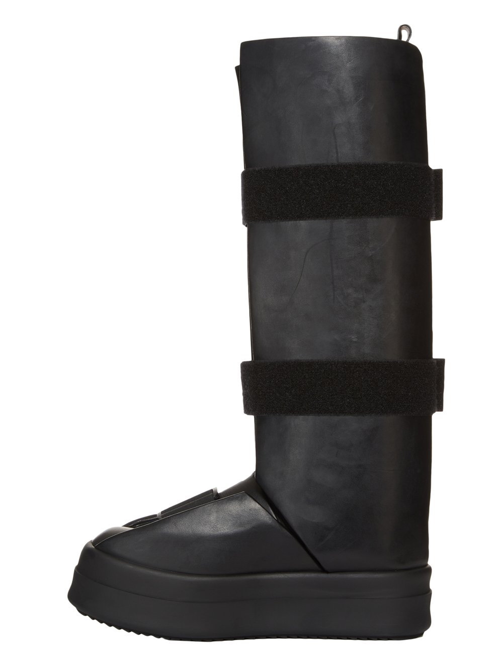 RICK OWENS FW23 LUXOR RUNWAY HIGH SPLINT SNEAKS IN BLACK FULL GRAIN CALF LEATHER