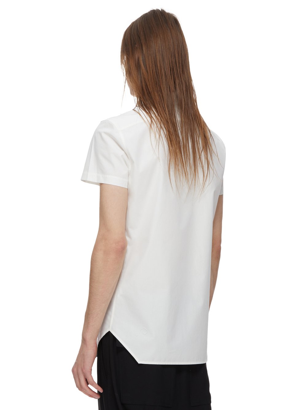 RICK OWENS FW23 LUXOR GOLF SHIRT IN MILK COTTON POPLIN