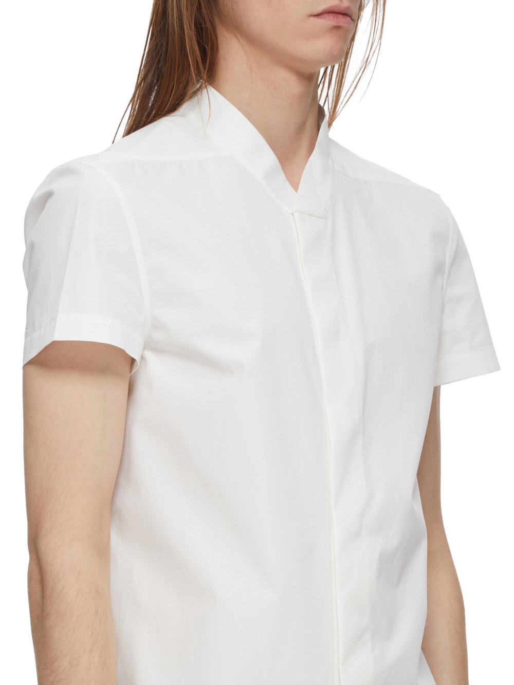 RICK OWENS FW23 LUXOR GOLF SHIRT IN MILK COTTON POPLIN