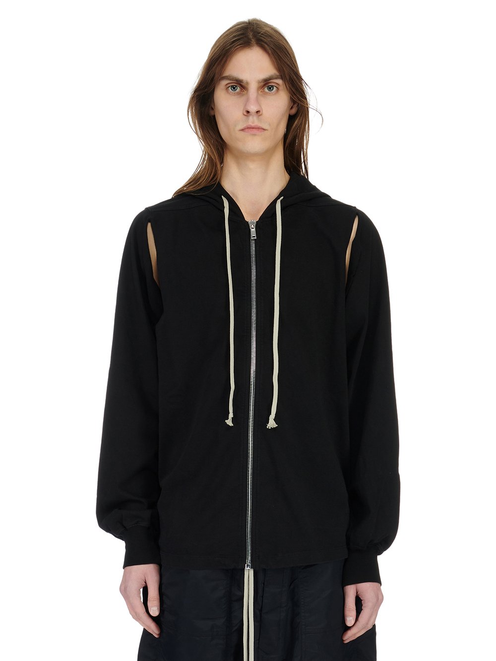 RICK OWENS FW23 LUXOR CAPE SLEEVE JUMBO HOODIE IN BLACK COMPACT HEAVY COTTON JERSEY RICK OWENS FW23 LUXOR CAPE SLEEVE JUMBO HOODIE IN BLACK COMPACT HEAVY COTTON JERSEY
