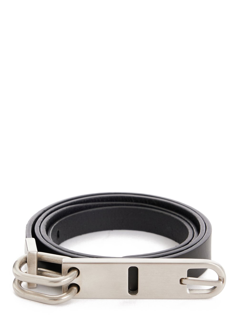 RICK OWENS FW23 LUXOR TONGUE BELT IN BLACK GROPPONE COW LEATHER