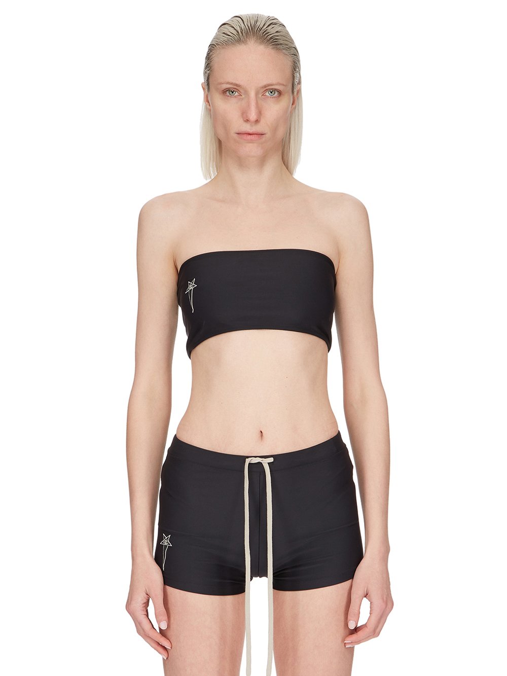 CHAMPION X RICK OWENS BRA IN BLACK RECYCLED NYLON SWIMWEAR JERSEY