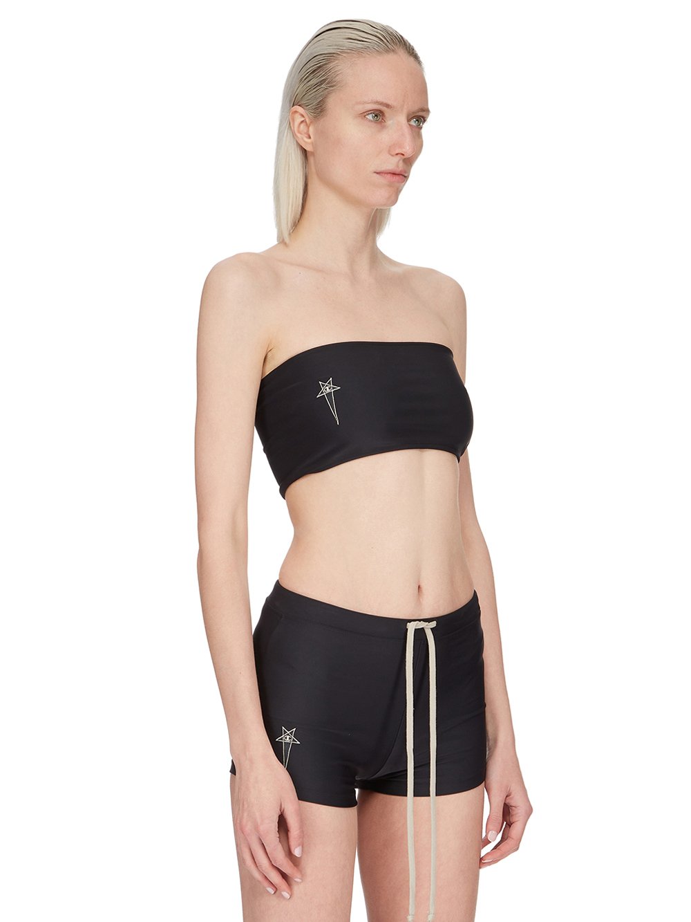 CHAMPION X RICK OWENS BRA IN BLACK RECYCLED NYLON SWIMWEAR JERSEY