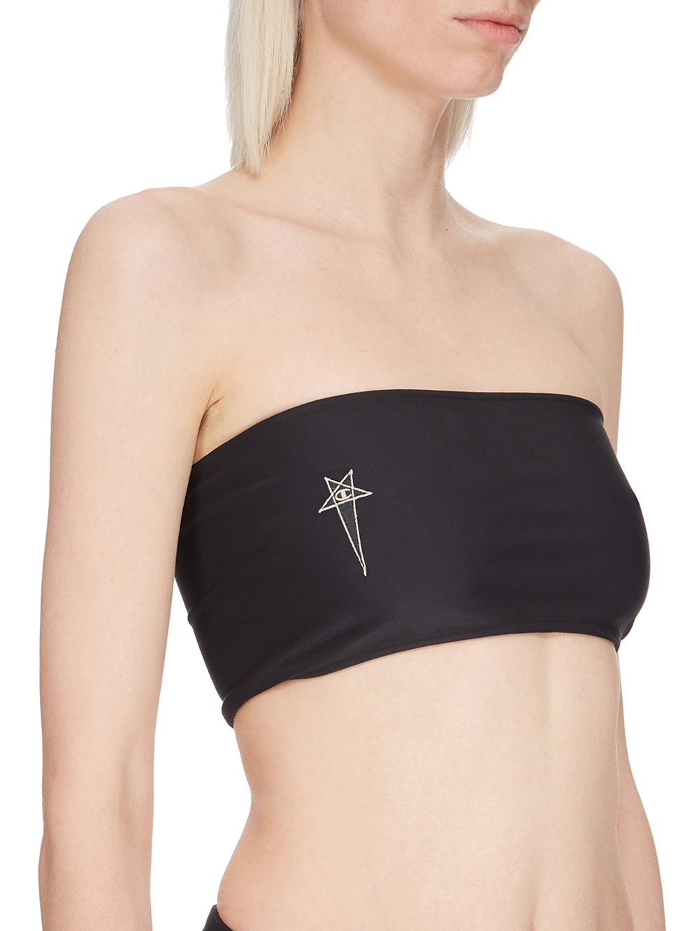 CHAMPION X RICK OWENS BRA IN BLACK RECYCLED NYLON SWIMWEAR JERSEY