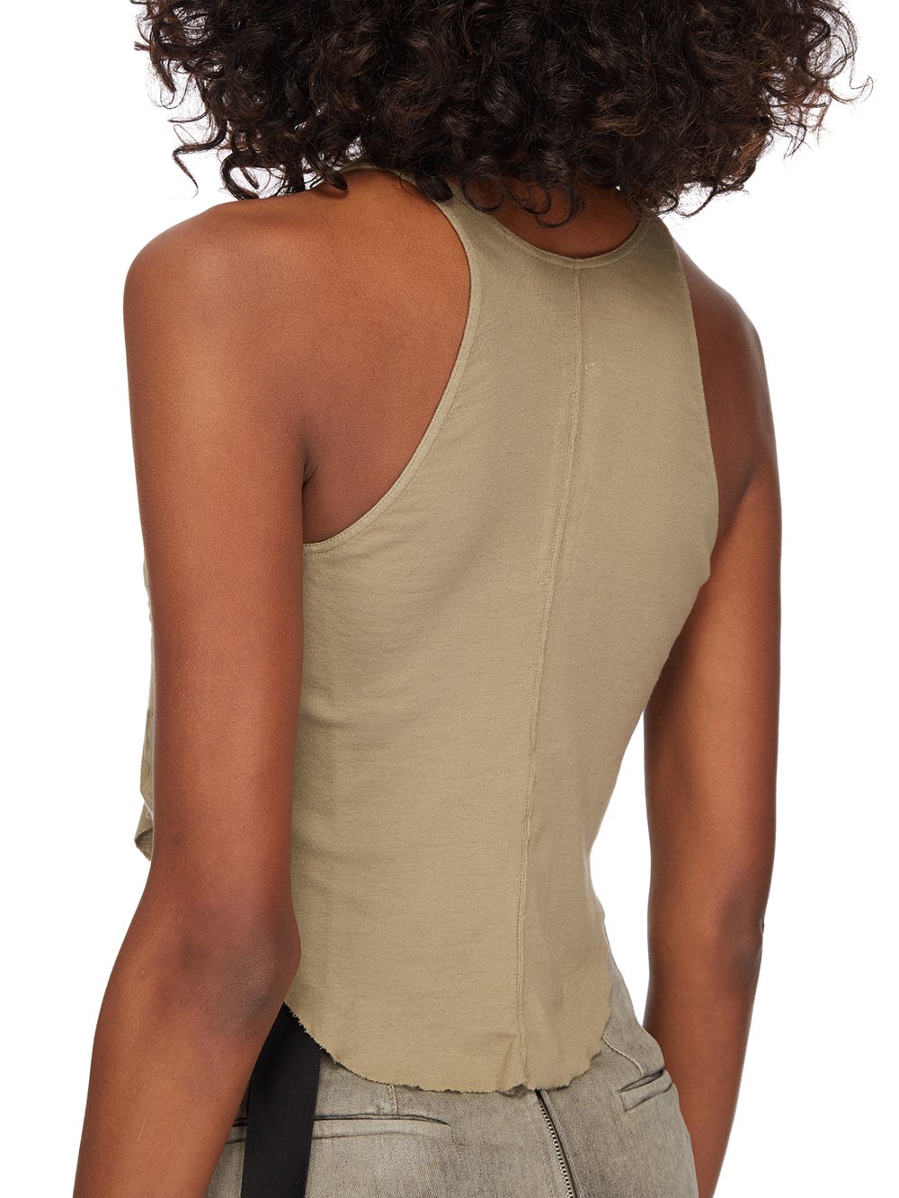 DRKSHDW FW23 LUXOR BASIC TANK CROPPED IN PALE GREEN LIGHTWEIGHT COTTON GAUZE JERSEY