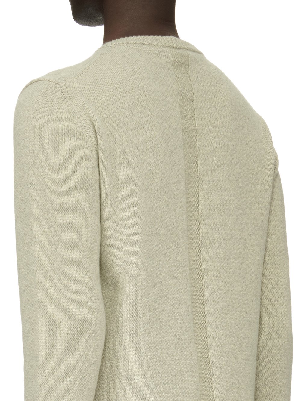 RICK OWENS FW23 LUXOR BIKER ROUND NECK IN PEARL RECYCLED CASHMERE KNIT