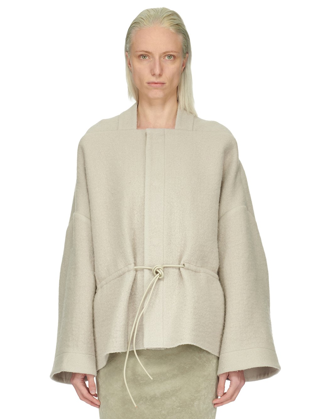 RICK OWENS FW23 LUXOR SAIL JKT IN PEARL BOILED WOOL