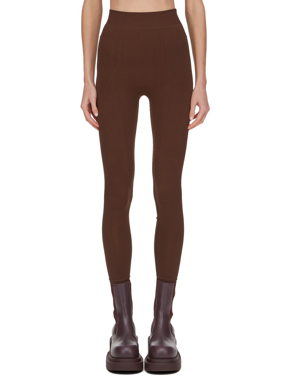 RICK OWENS FW23 LUXOR LEGGINGS IN BROWN ACTIVE KNIT