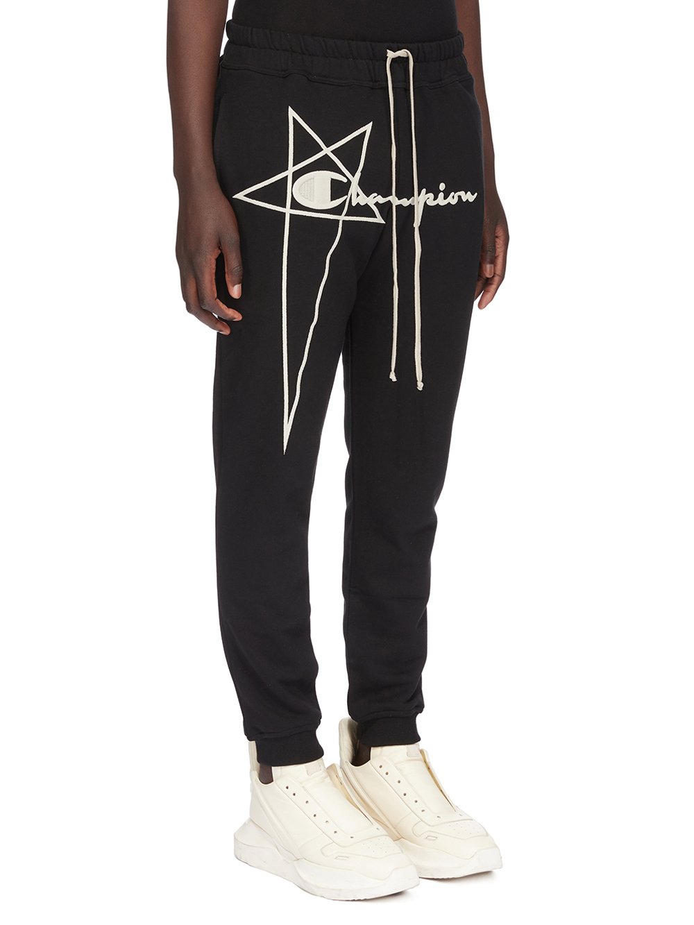 CHAMPION X RICK OWENS JOGGERS IN BLACK COMPACT COTTON FELPA