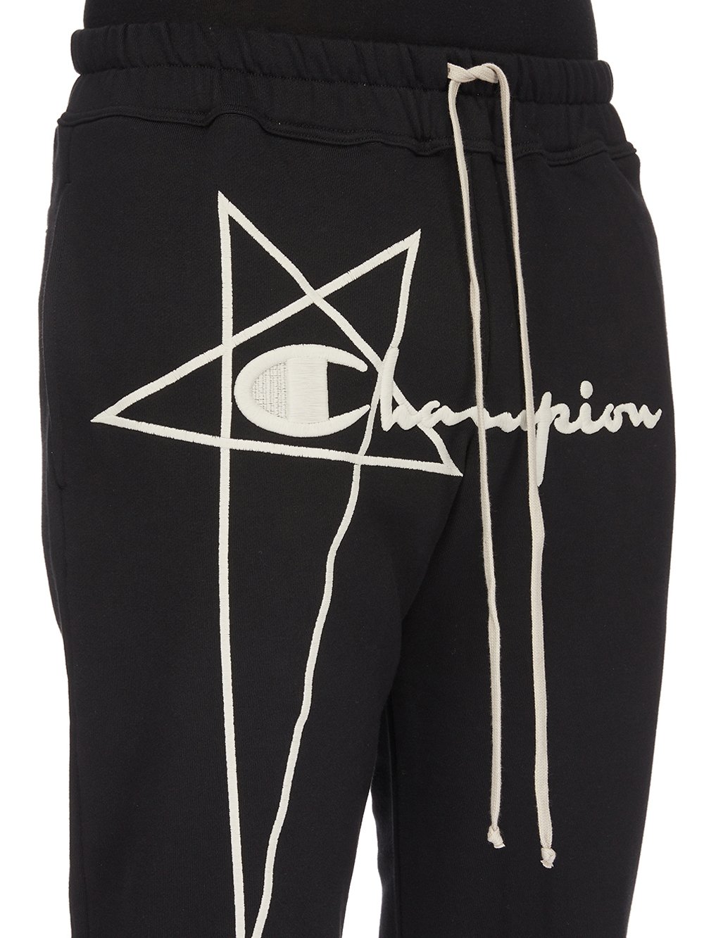 CHAMPION X RICK OWENS JOGGERS IN BLACK COMPACT COTTON FELPA