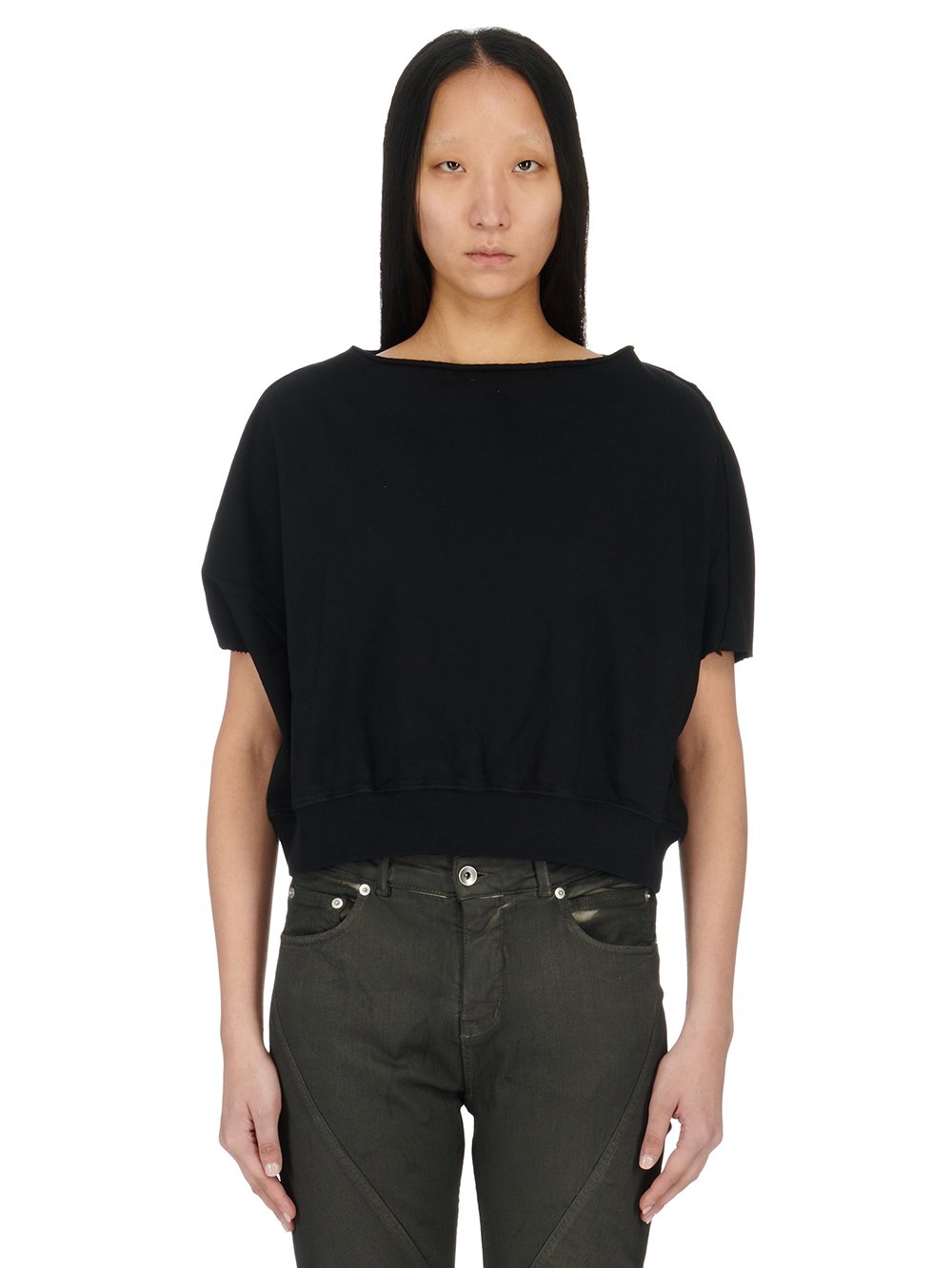 RICK OWENS FW23 LUXOR DAGGER TOP IN BLACK COMPACT HEAVY COTTON JERSEY