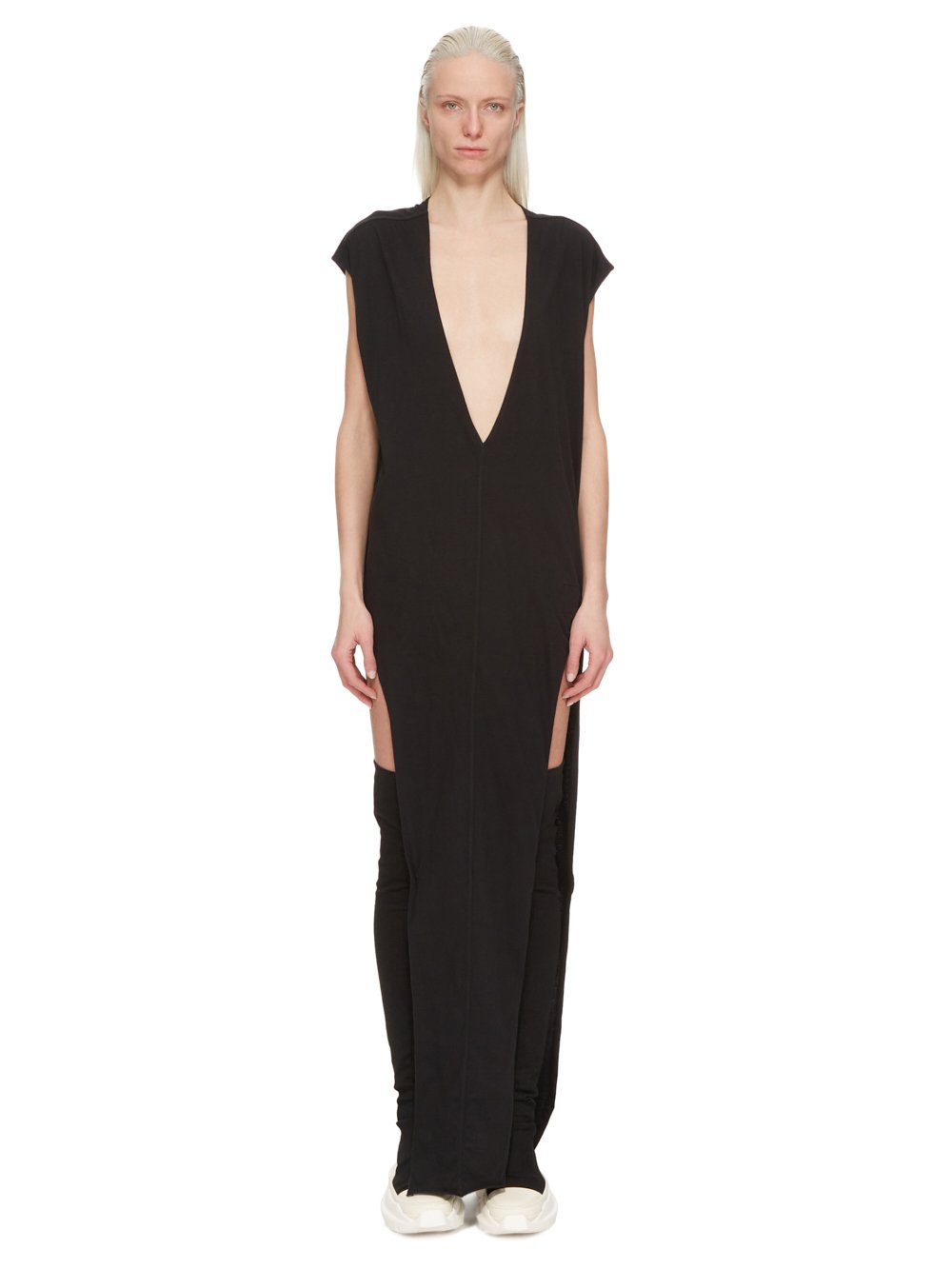 RICK OWENS FW23 LUXOR ARROWHEAD GOWN IN BLACK MEDIUM WEIGHT COTTON JERSEY 