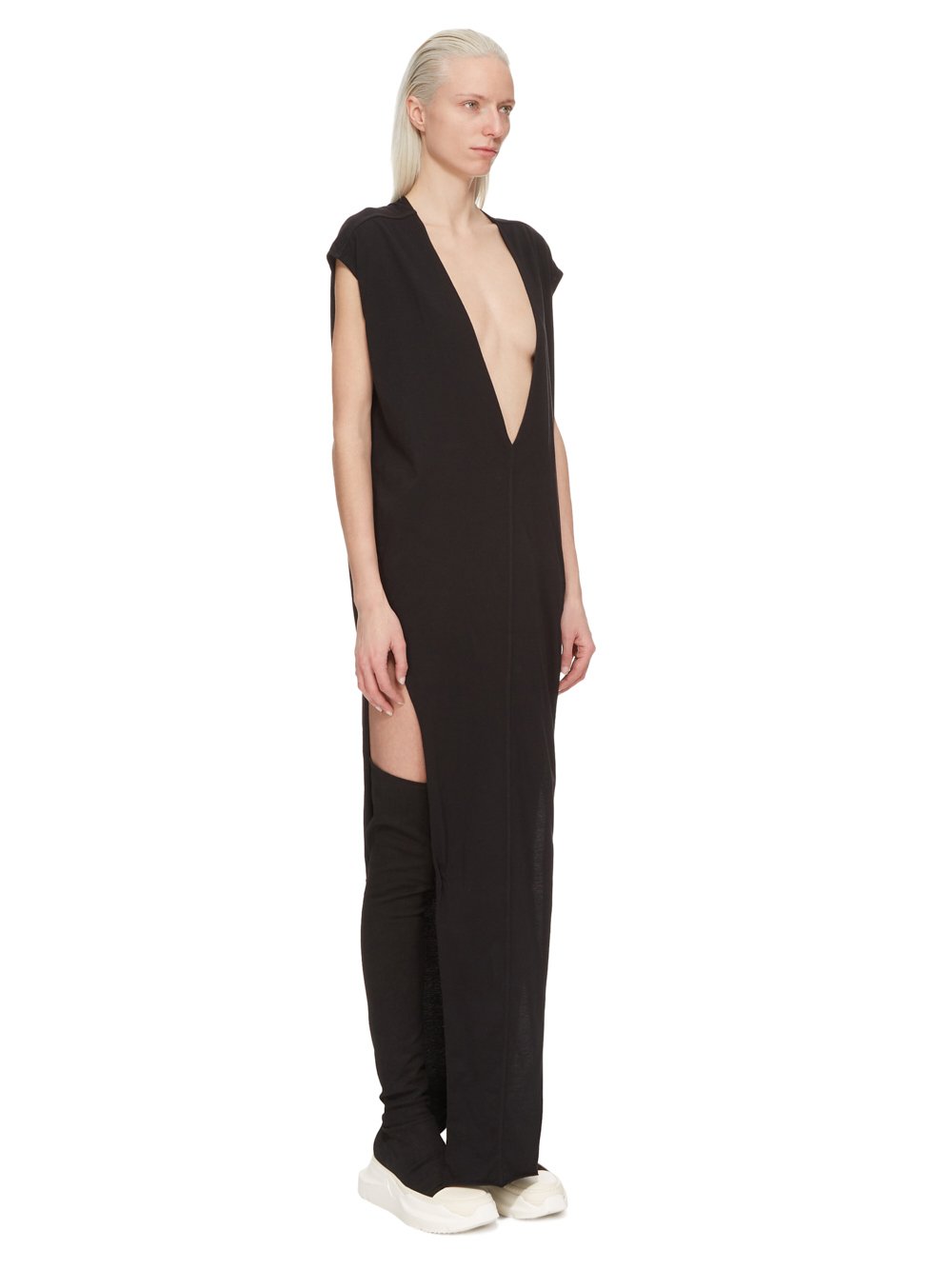 RICK OWENS FW23 LUXOR ARROWHEAD GOWN IN BLACK MEDIUM WEIGHT COTTON JERSEY 