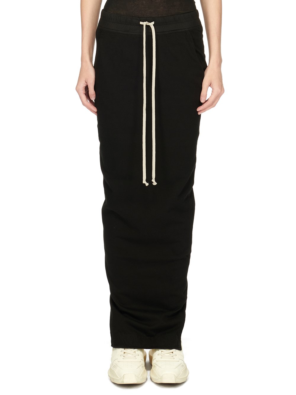 DRKSHDW FW23 LUXOR PULL ON PILLAR SKIRT IN BLACK COMPACT HEAVY COTTON JERSEY