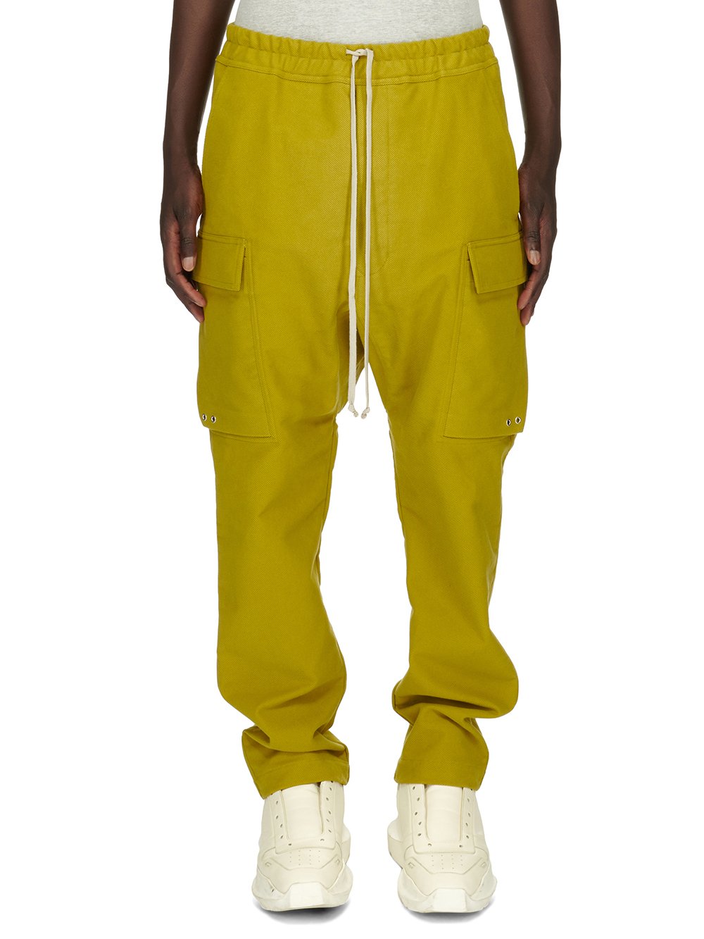 RICK OWENS FW23 LUXOR CARGO LONG IN ACID YELLOW BRUSHED HEAVY TWILL RICK OWENS FW23 LUXOR CARGO LONG IN ACID YELLOW BRUSHED HEAVY TWILL