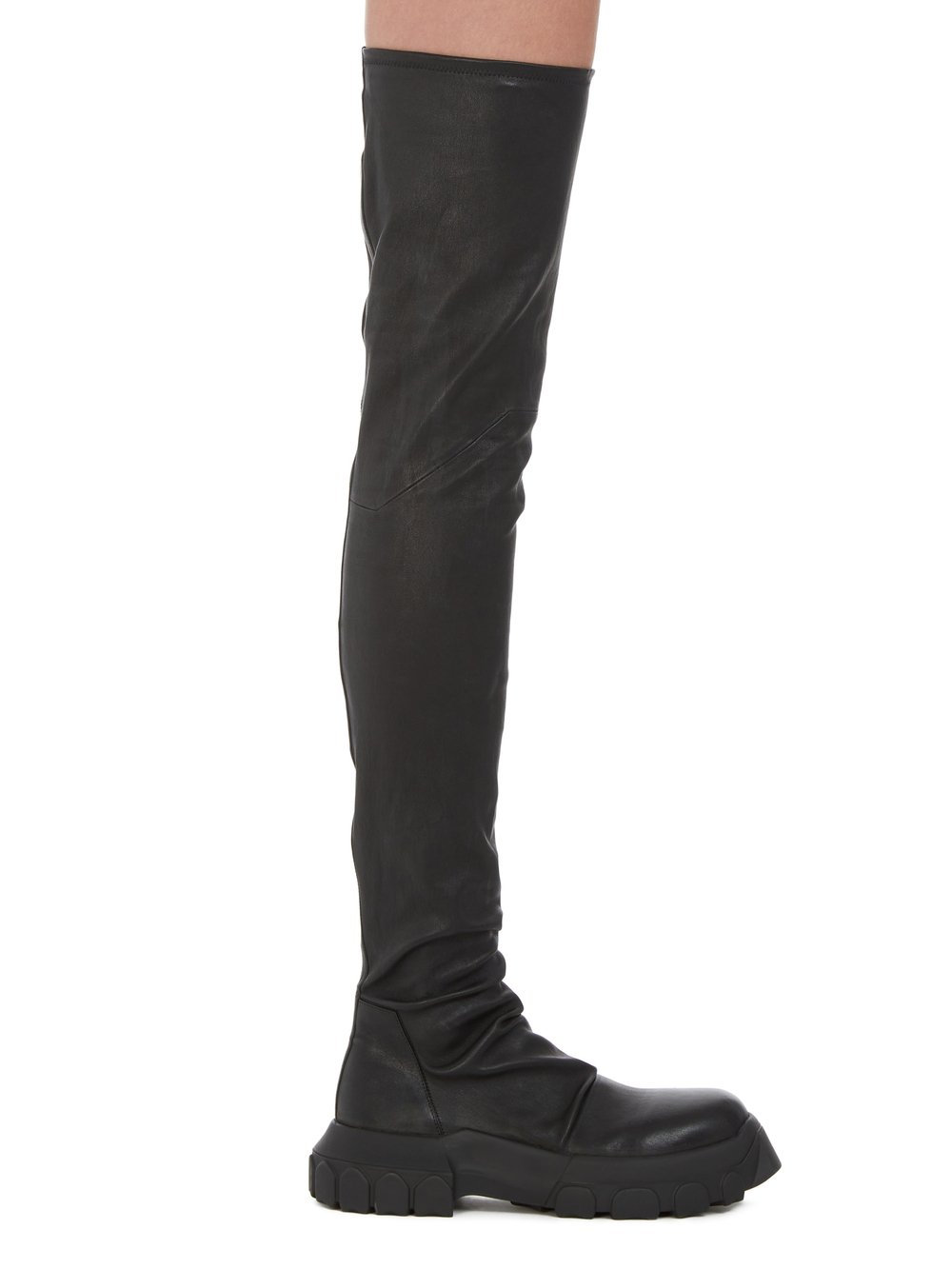 RICK OWENS FW23 LUXOR BOZO STOCKING TRACTOR IN BLACK STRETCH LAMB LEATHER RICK OWENS FW23 LUXOR BOZO STOCKING TRACTOR IN BLACK STRETCH LAMB LEATHER
