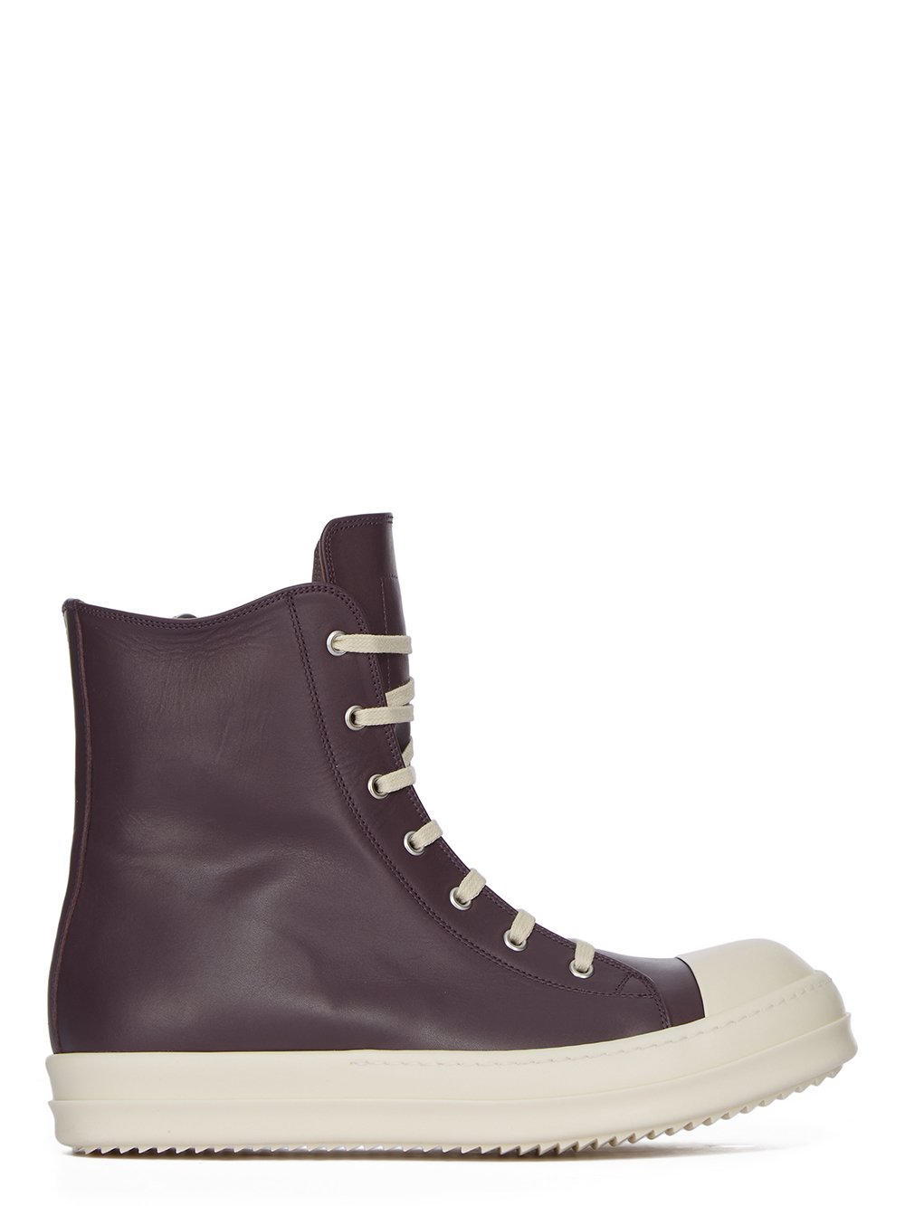 RICK OWENS FW23 LUXOR SNEAKERS IN AMETHYST AND MILK CORTINA GREASE CALF LEATHER RICK OWENS FW23 LUXOR SNEAKERS IN AMETHYST AND MILK CORTINA GREASE CALF LEATHER