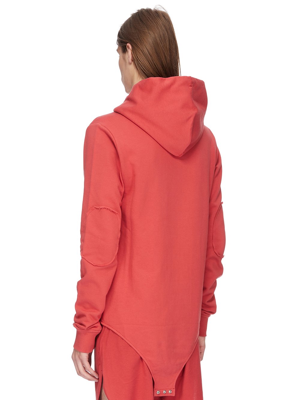 CHAMPION X RICK OWENS HOODED BODY IN CARNELIAN RED COMPACT COTTON FELPA