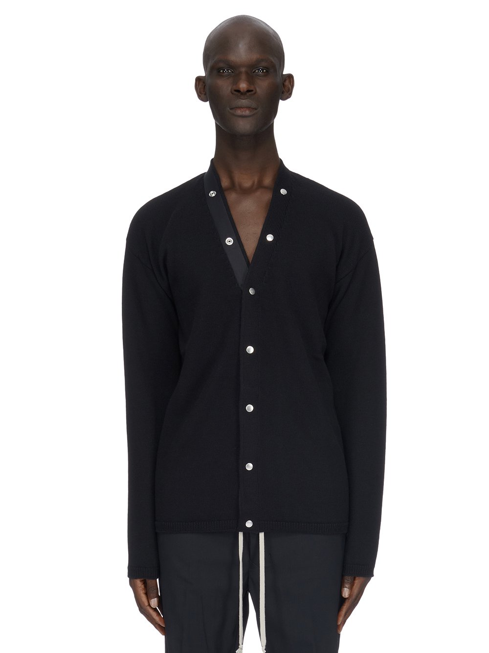 RICK OWENS FW23 LUXOR PETER CARDIGAN IN  BLACK LIGHTWEIGHT RASATO KNIT