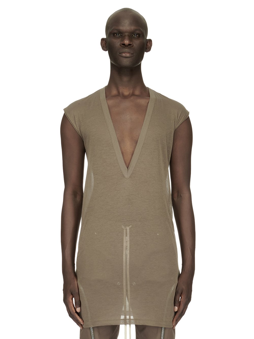 RICK OWENS FW23 LUXOR DEEP V NECK SS T IN DUST GREY UNSTABLE COTTON RICK OWENS FW23 LUXOR DEEP V NECK SS T IN DUST GREY UNSTABLE COTTON