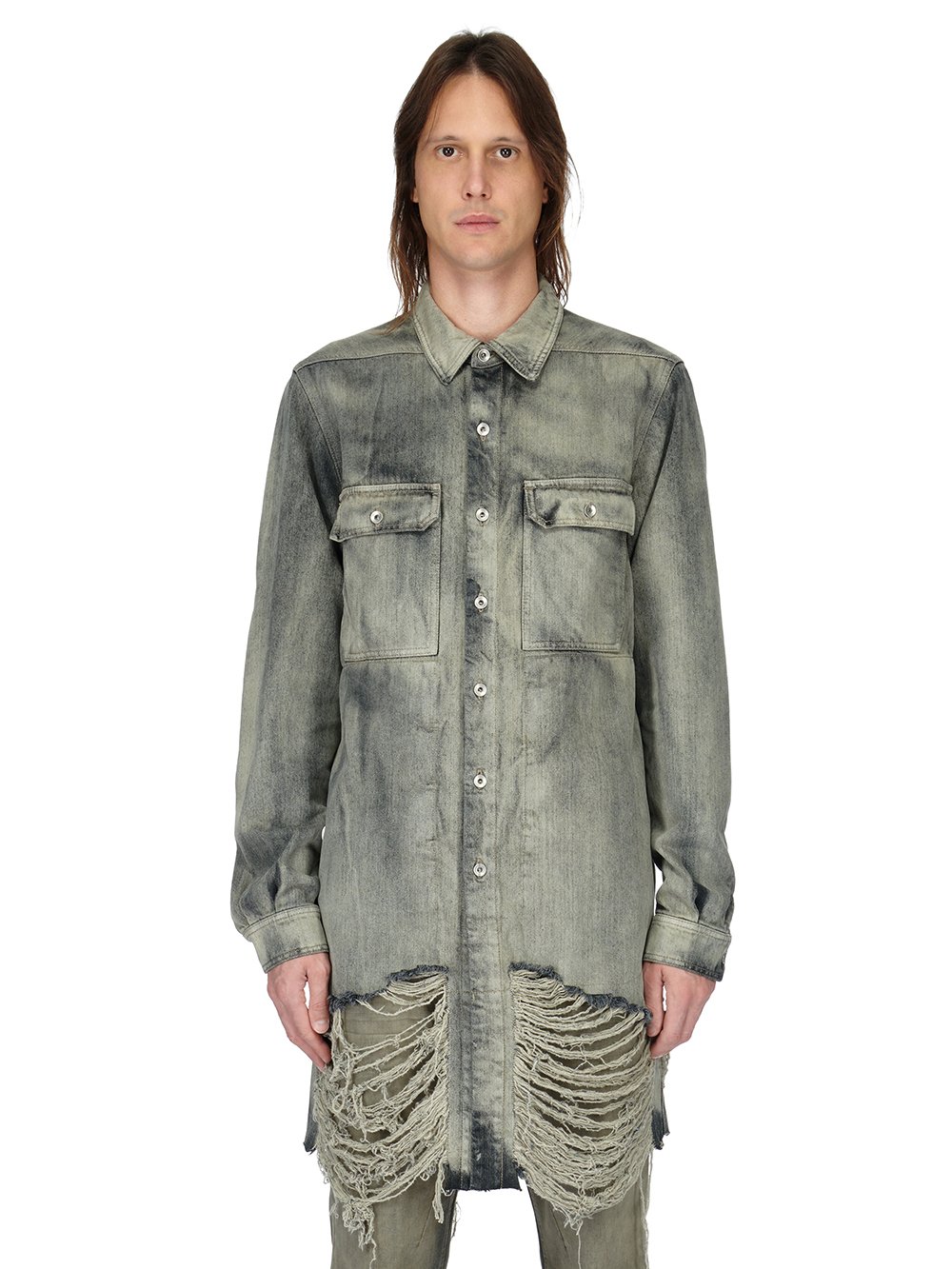 DRKSHDW FW23 LUXOR OUTERSHIRT IN 13OZ MINERAL PEARL DENIM