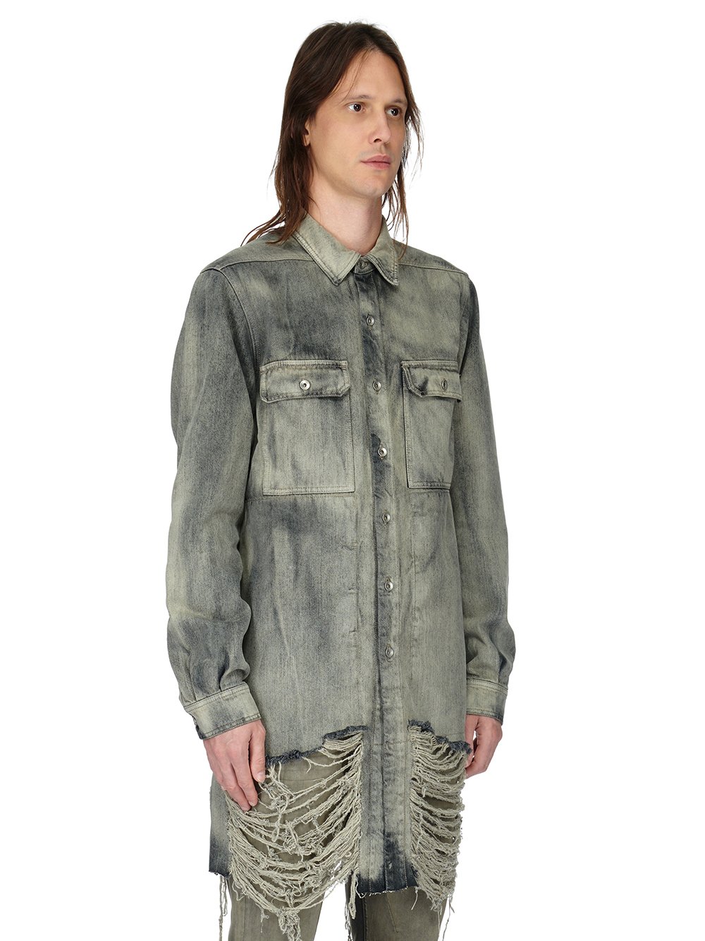 DRKSHDW FW23 LUXOR OUTERSHIRT IN 13OZ MINERAL PEARL DENIM