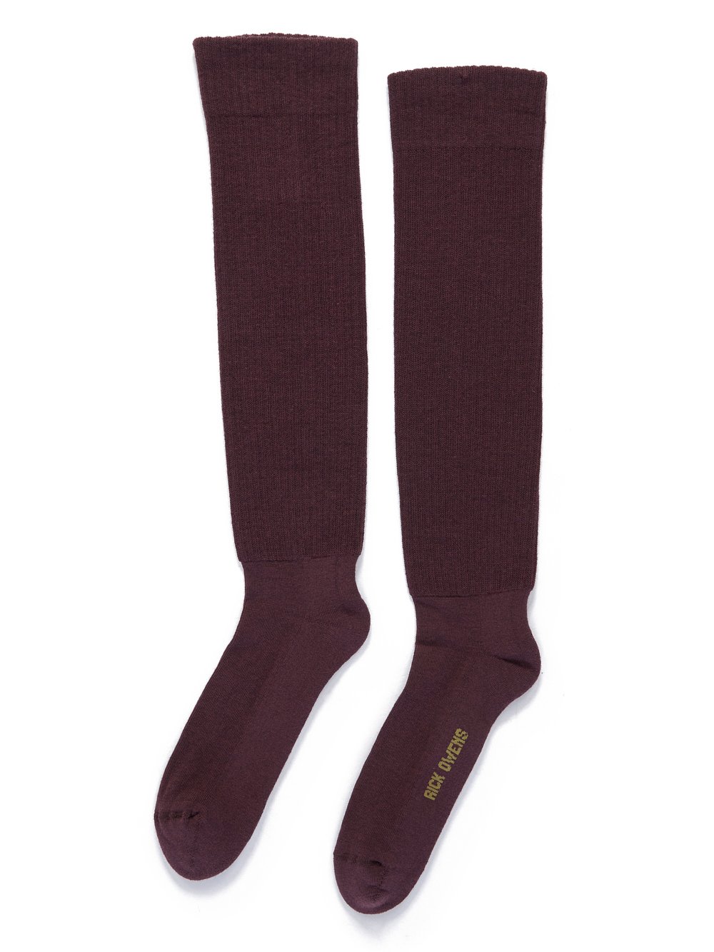 RICK OWENS FW23 LUXOR KNEE HIGH SOCKS IN AMETHYST AND ACID COTTON KNIT RICK OWENS FW23 LUXOR KNEE HIGH SOCKS IN AMETHYST AND ACID COTTON KNIT