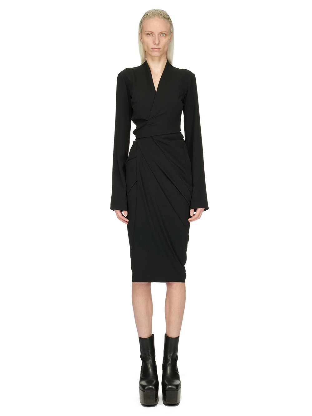 RICK OWENS FW23 LUXOR WRAP DRESS IN COCOON CREPE