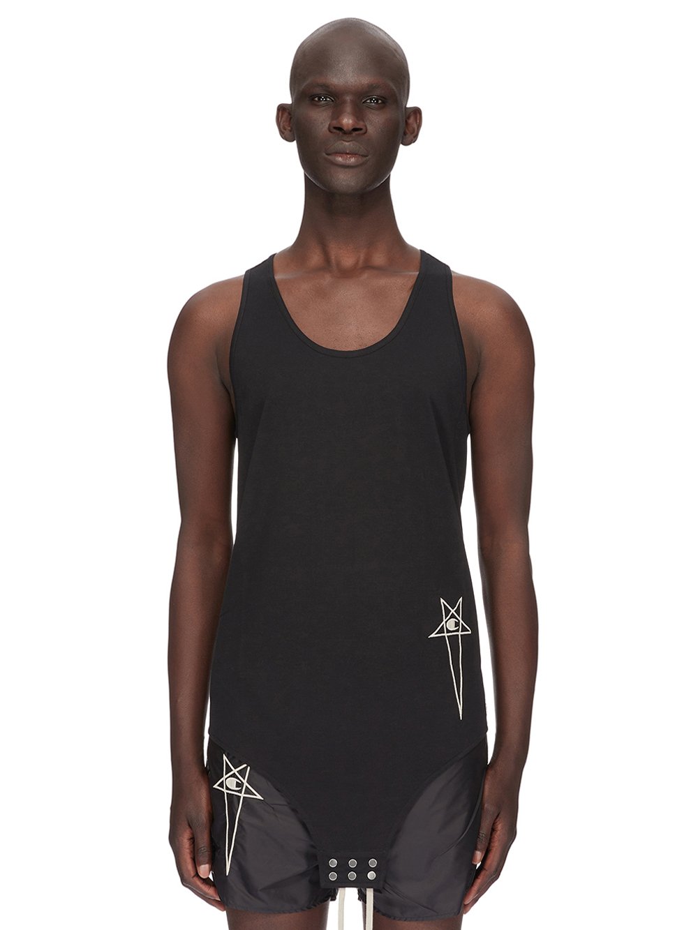 CHAMPION X RICK OWENS BASKETBALL TANK IN BLACK MEDIUM WEIGHT COTTON JERSEY 