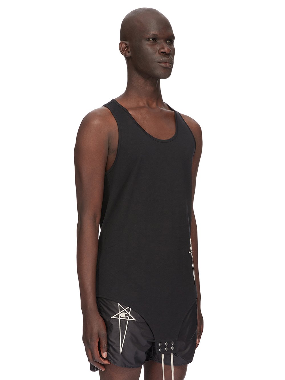 CHAMPION X RICK OWENS BASKETBALL TANK IN BLACK MEDIUM WEIGHT COTTON JERSEY 