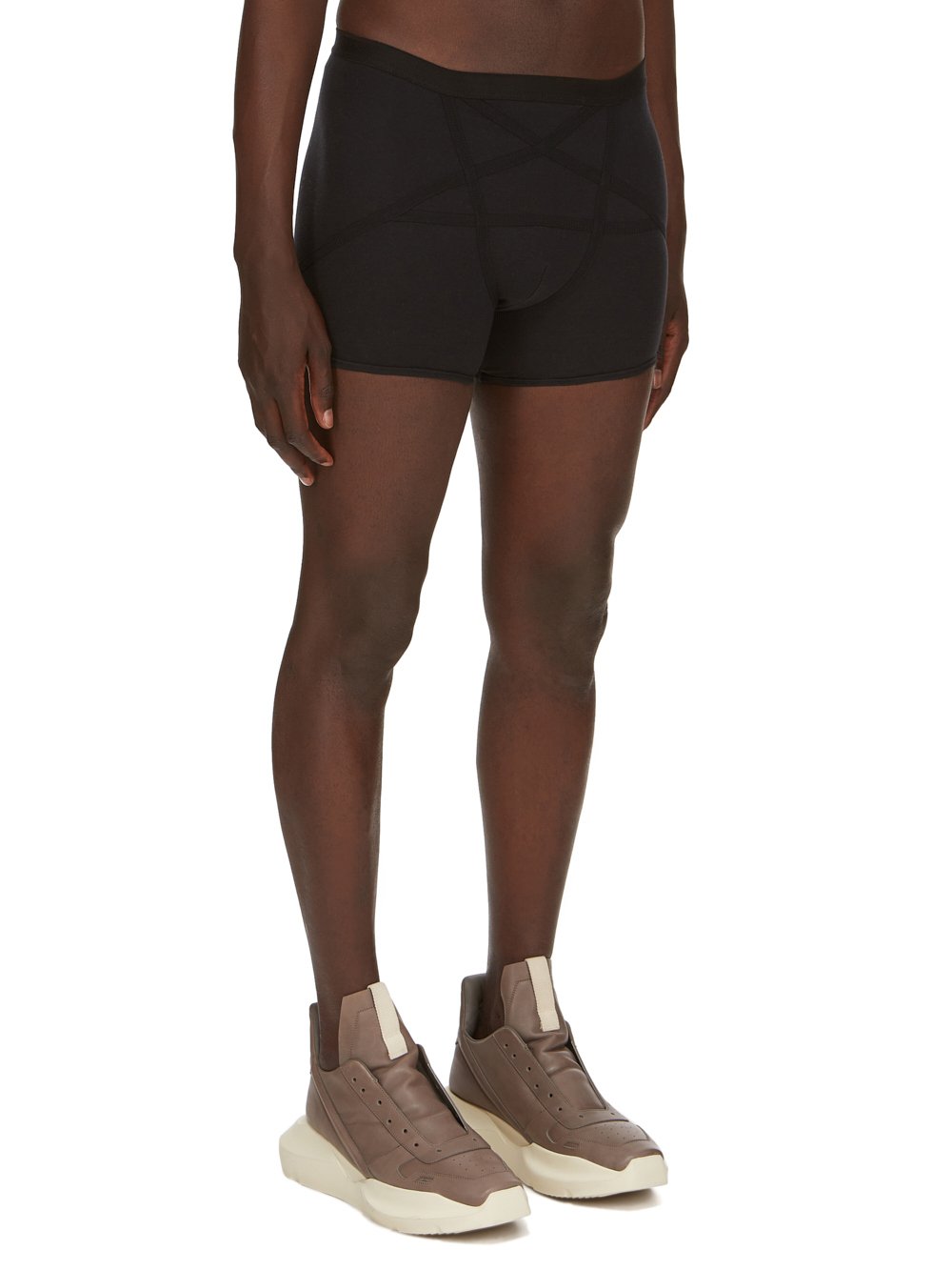 RICK OWENS FW23 LUXOR PENTABRIEF BOXER IN  BLACK SEACELL RIB JERSEY 