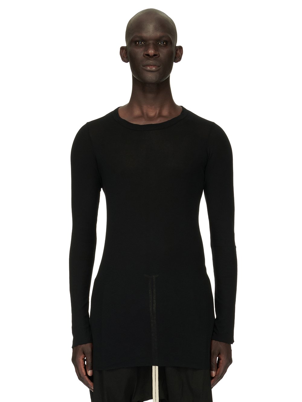 RICK OWENS FOREVER RIB LS T IN BLACK MINI RIB JERSEY